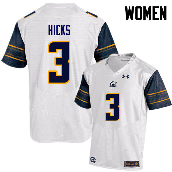 Women #3 Elijah Hicks Cal Bears (California Golden Bears College) Football Jerseys Sale-White